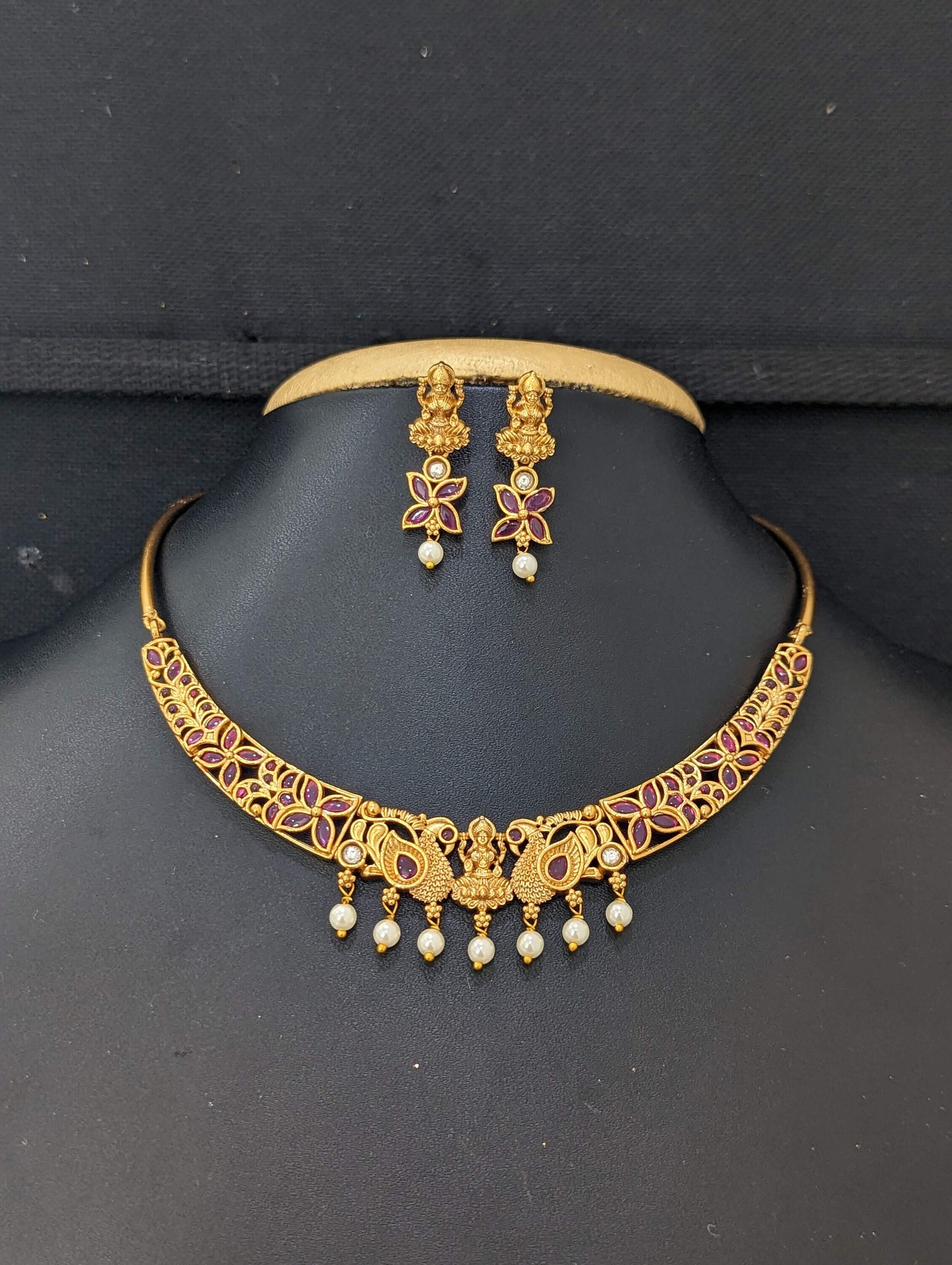 Gold hasli sale necklace design