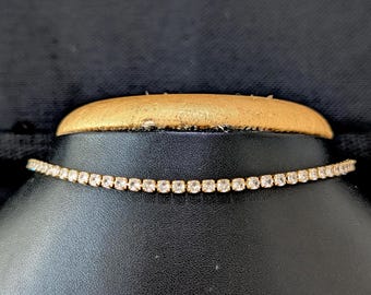 White stone necklace / Light gold plated CZ Choker Necklace / Indian Jewelry / Necklace / Delicate Elegant White CZ Chain / Casual Kids Wear