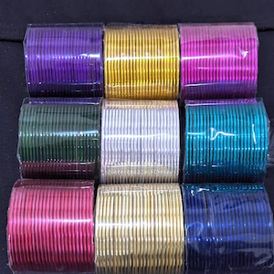 Big Size Bangles / 2x10 2x12 Metal Bangles / 2 dozen Bangles / Shiny Plain Indian Wedding Bangles / Colorful Thin Metal Bangle /Return Gifts