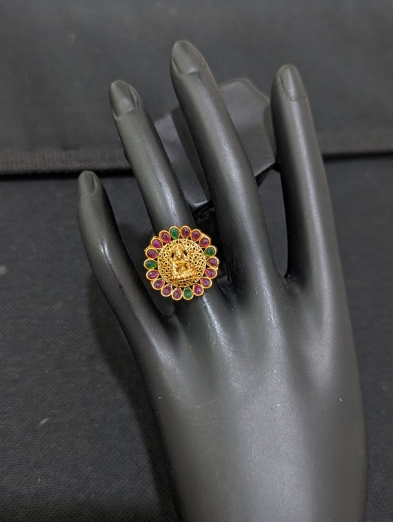 Ethereal Goddess Lakshmi 22KT Gold Ring