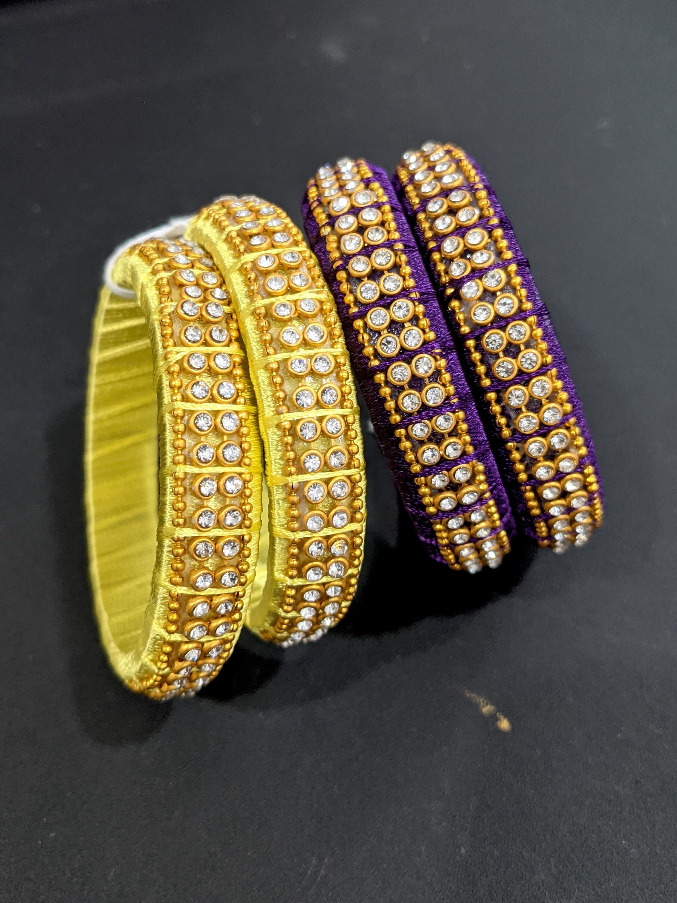 Kids Bangles / CLEARANCE SALE - Silk Thread Pair Bangles / Stone Bang…