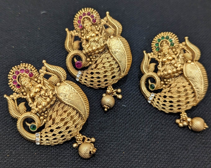 Indian Saree Brooch / Saree Pin / Clip on Brooches / Lakshmi Ji Indian Brooch / Bridal Jewelry