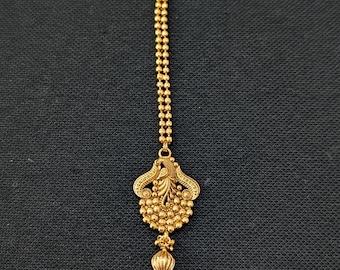 Pavone Tikka - Maang Tikka / Indiano Tikka / Gioielli Tikka / Tika tradizionale placcato oro / Nethi Chutti / Papidi Billa / Designer Tikka