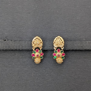 Unique cut ball Earrings / Indian Earrings / Light Gold plated Jewelry / Kemp stone Earrings / Trendy Earrings / Casual Dangle Earrings