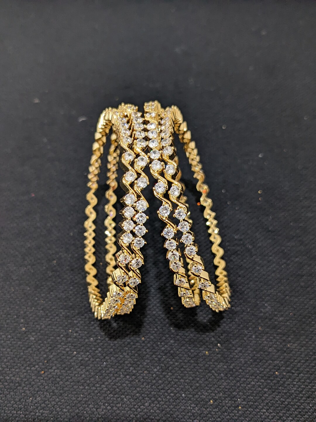 White Stone Bangles / Indian Bangles / One Gram Gold Plated CZ Etsy