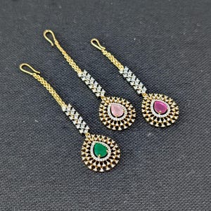 CZ Maang Tikka/Elegancka Tikka/1 gram pozłacana Maang Tikka/Indyjska biżuteria/tradycyjna Tikka/Nethi Chutti/łza Tikka