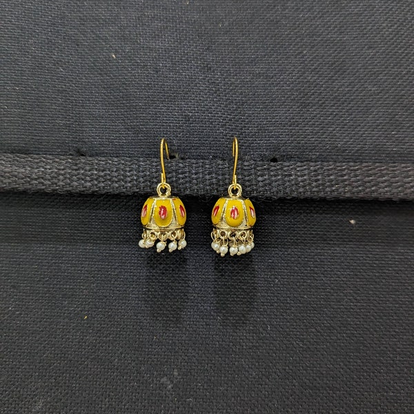 Colorful Earrings / Enamel Earrings / Indian earrings / Meenakari Small Jhumka / Return gifts / Hook drop dangle Jumki Earrings /Party favor