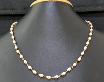 Single strand Pearl Chain Necklace / Faux pearl Necklace / Casual Wear Necklace / Chain for pendants / Beaded Necklace / Pearl chain