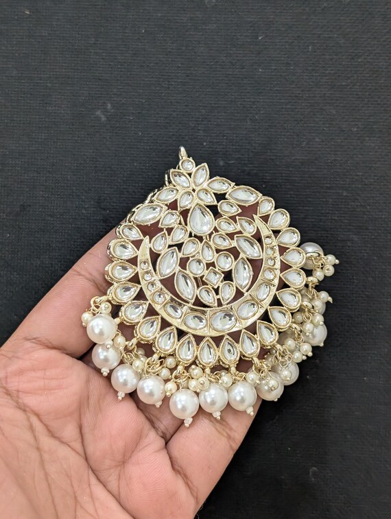 Large Kundan Hair Brooch - Hair Accessory / Clip on Pins / Jada