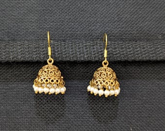 Small Hook drop Earrings / Beaded Jhumki Earrings / Casual Jhumka / Dangle Earrings / Traditional Gold plated Earrings / Small Jumki / Jumka