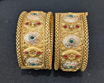 2x6 Size - Statement Openable Bangles / Rajwadi polish Bangles / Designer Bangle Bracelet / Indian Wedding / Grand Bridal Bangles