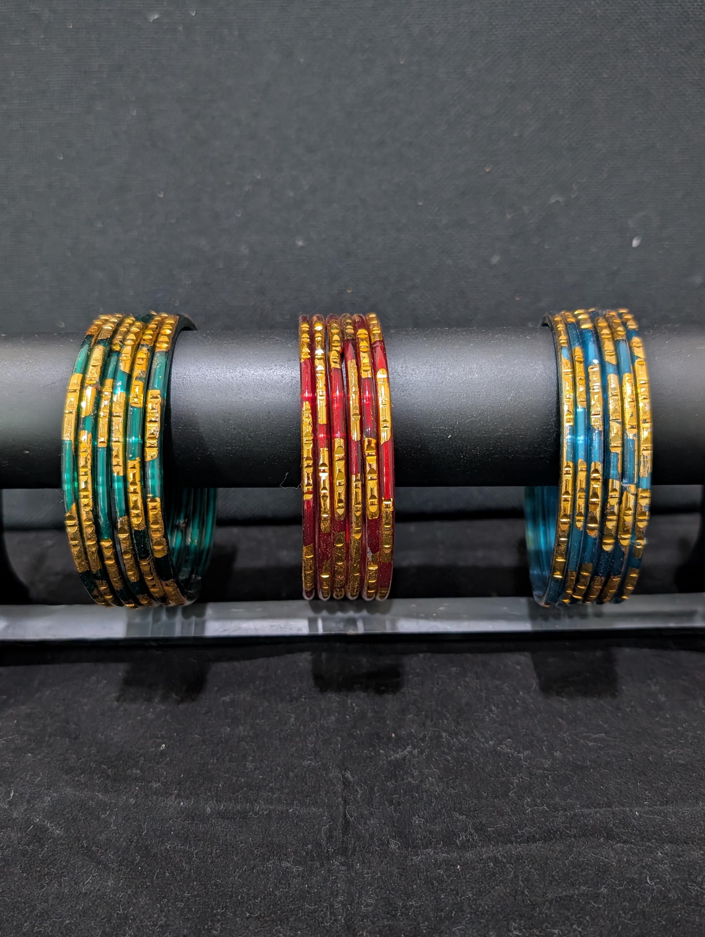 Large Bangle Big Size Glass Bangles / 2x10 2x12 Size / Traditional Gold Line Glass ...