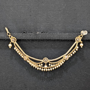 Link chain Maatal / Gold plated Earrings Chain / Kaan chain / Chain for Earrings / Dual layer Indian Traditional Gold plated Ear Chains