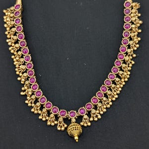 2 in 1 Necklace / Ruby Green Kemp Choker / Elegant Choker Necklace / Indian Jewelry / Traditional Necklace / Antique Gold plated Casual Wear