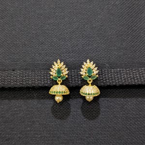 D6 - Small Jhumka / Kids Jhumki / CZ Jhumka / One gram gold plated Jhumka Earrings / Indian Earrings / Jumki / Lightweight Small Earrings
