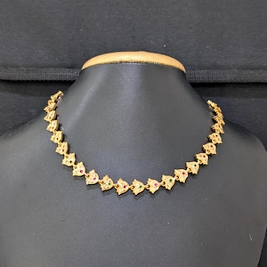 CZ choker Necklace / Micro gold plated Necklace / Indian Jewelry / Traditional Necklace / Kids Necklaces / Women Chokers / Gifts Necklace