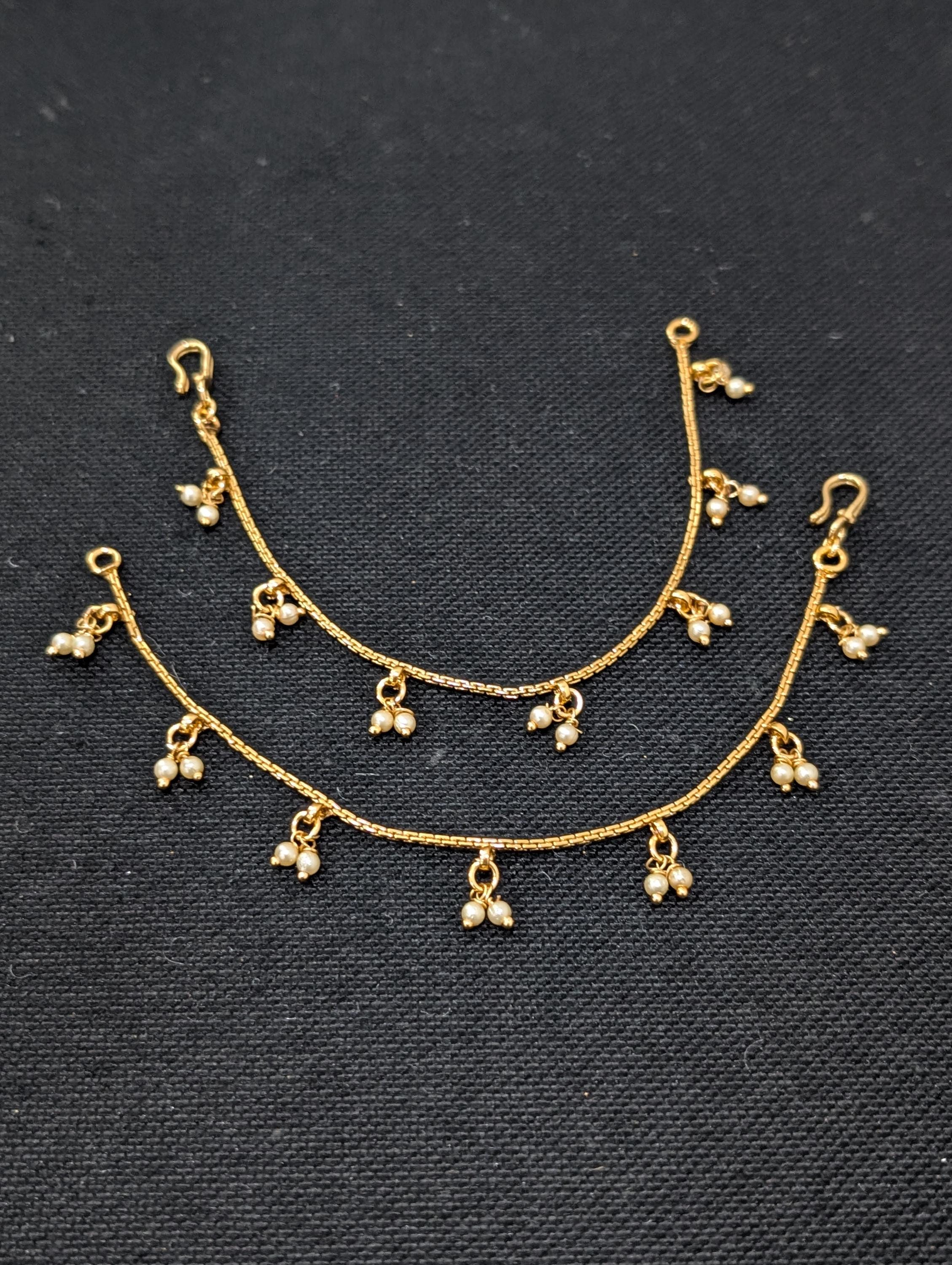 Mini Pearl bead dangle Earring Chain / Kaan Chain / Earrings Chain / Ethnic Traditional Ear Chain / Maatal / Champaswaralu/Simple Kaan chain