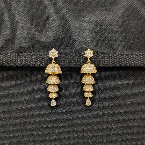 4 layer Mini Jhumka / Small Jhumki / CZ Jhumka / One gram gold plated Jhumka Earrings / Indian Earrings / Jumki /Lightweight Dangle Earrings