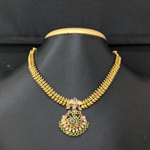 Elegant CZ choker / Micro gold plated Necklace / Indian Jewelry / Traditional Necklace / Adigai Necklaces / Women Chokers / Gifts Necklace