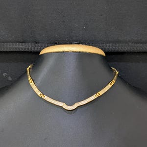 U design Choker / One gram gold plated White CZ stone Necklace / Indian Jewelry / Traditional Necklace /Delicate Elegant Chain / Kids Choker