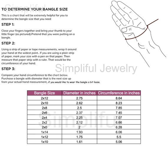 Child Bracelet Size Chart, Bangle Size Chart