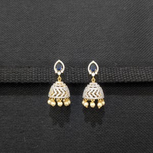 CZ Earrings / One gram gold Dual tone Jhumka Earrings / Indian Traditional Earrings / South Indian Jhumki / Jumka / Party wear Simple Jumki