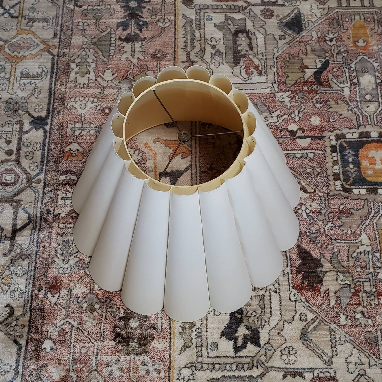 Vintage Linen Scalloped Large Lamp Shade Etsy