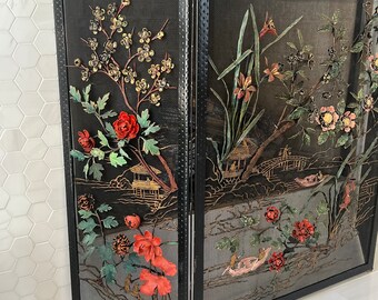 Vintage Asian Tole Fireplace Screen