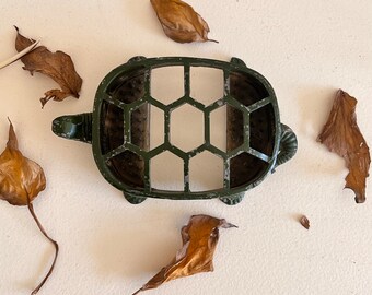 Vintage Metal Turtle Floral Frog