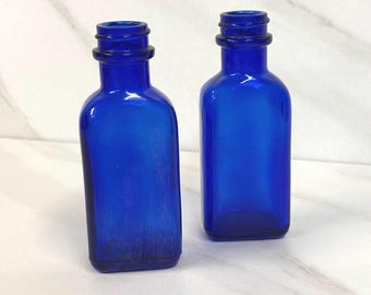 Lot von 2 Vintage Kobaltblau Medizinflaschen