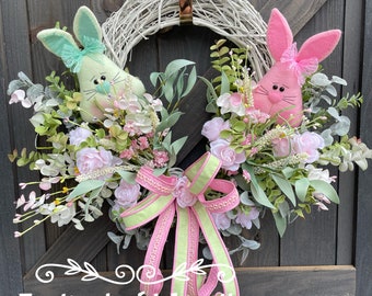 Easter Wreath, Bunny Wreath, Easter Bunny Wreath, Bunny Decor, Bunny Door Wreath, Bunny Door Hanger, Easter Door Wreath, Easter Door Hanger