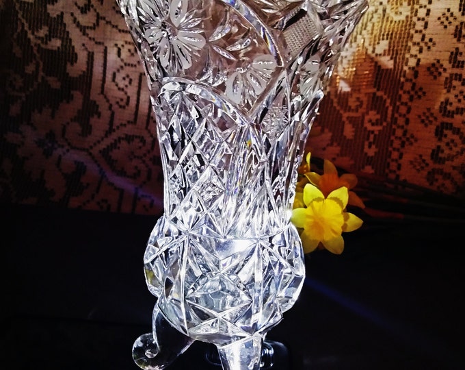 Crystal Vase Over 24 Lead Crystal Hand Cut Etsy