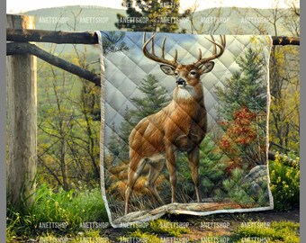 Gift Sherpa Blanket King Queen Throw Size Comfortable Deer in Forest Image Blanket Special Blanket for Animal Lover Gift Sherpa Blanket King Queen Throw Size Comfortable Deer in Forest Image Blanket Special Blanket for Animal Lover