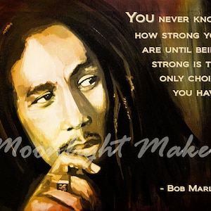 Bob Marley Print Poster Inspirational Quote Strong Strength Courage Wall Art