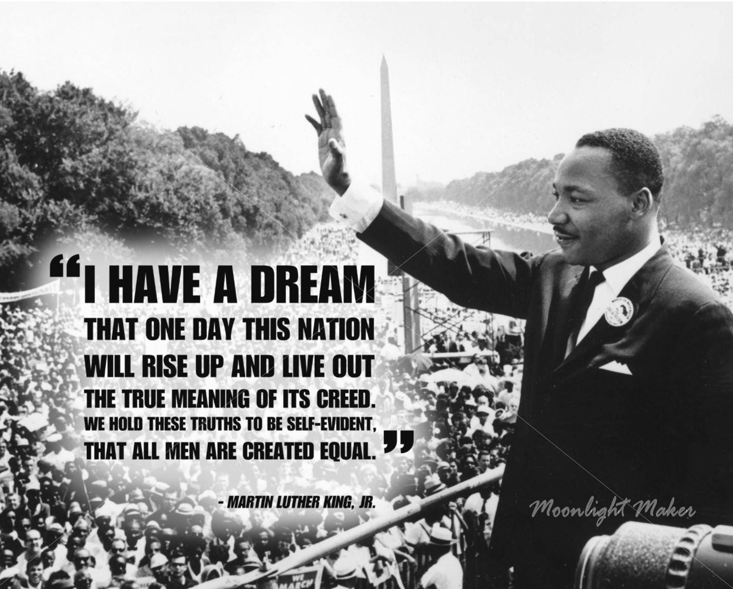 Martin Luther King Jr. Inspirational Black and White Quote Poster I