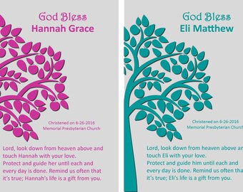 Personalized Christening Baptism Gift God Bless for Baby Girl or Boy 5x7 Digital Print