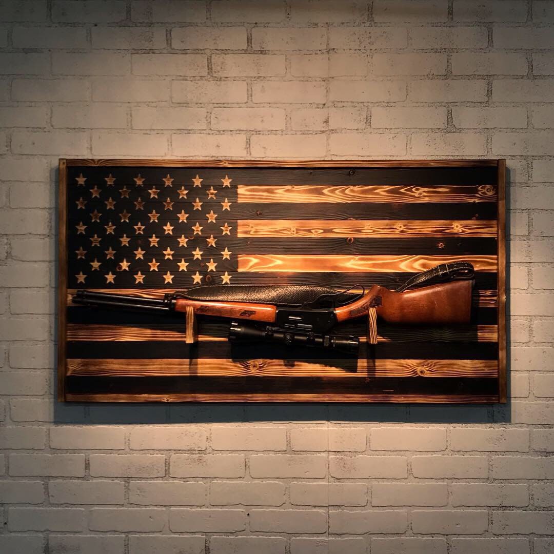GUN RACK FLAG Wood Flag American Flag Rustic Home Decor Etsy