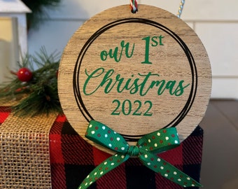 first Christmas ornaments - wooden ornament - first married ornament