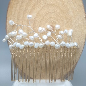 Bridal Pearl Hair Comb, Wedding Hair Jewelry, Decorative Bridal Prom Hair Accessory, Bridesmaid Gift, Silver Wire Wrap Hair Ornament