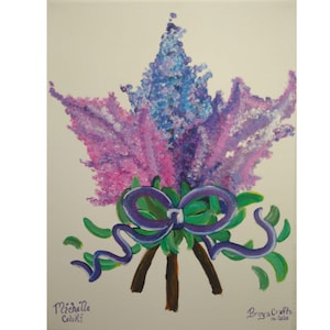 Pintura de flores, arte de flores, pintura botânica, pintura floral, pintura lilás, pintura em tela lilás, arte original, decoração de parede
