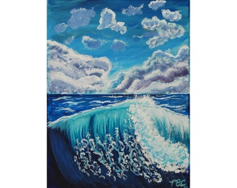 Ocean Wave Wall Art Acrylic on Canvas, Original Painting, Seascape Painting, Ocean Art Painting, Coastal Painting
