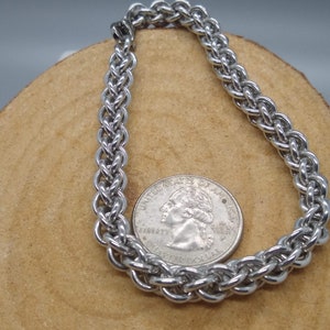 Silver Bracelet Chain - Chainmail JPL Weave, Jens Pind Linkage, Smooth Chainmaille Aluminum Delicate Bracelet,