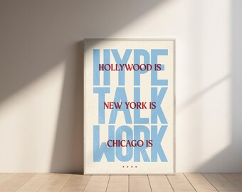 Chicago is Work Print | Typographic poster; Chicago wall art; Chicago minimalist poster; Office art; Chicago print