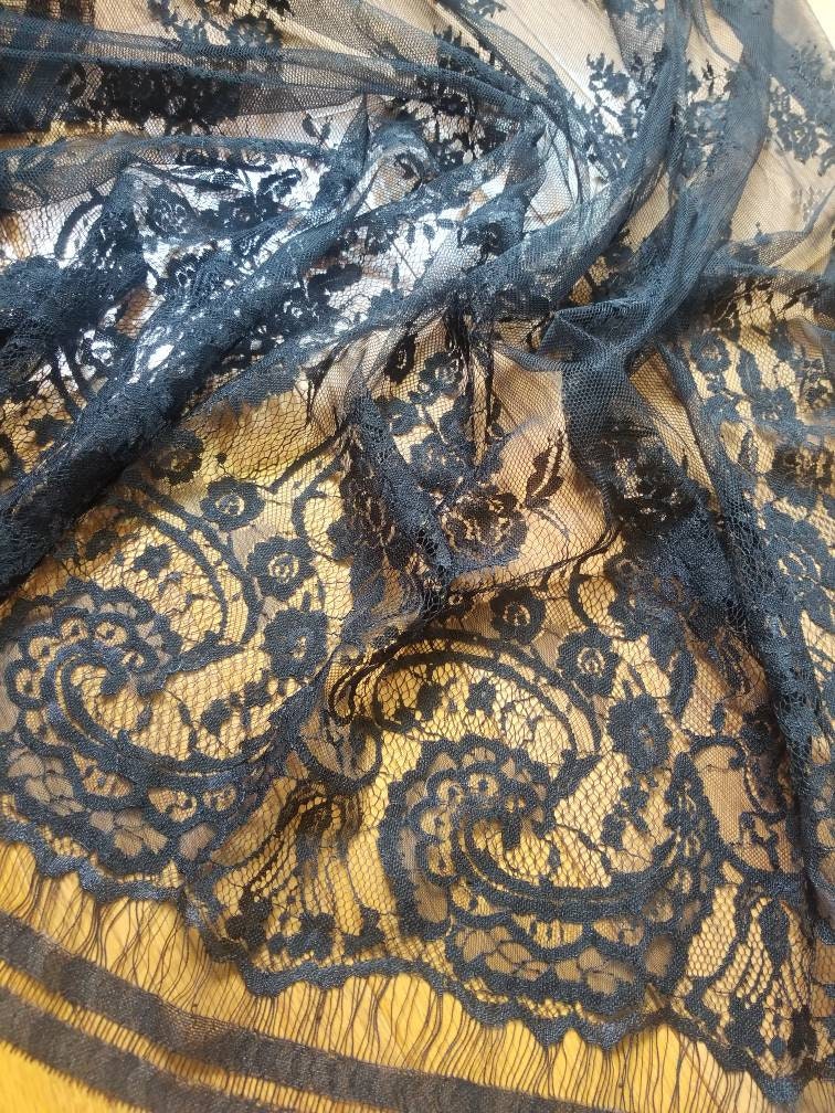 Chantilly lace fabric us finest and lightest lace. Its classic and floral pattern sold by the peice. Price for 3 yards peice