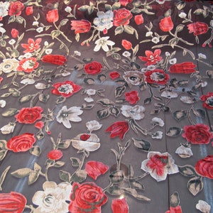 Italian designer Chiffon Velvet Burnout fabric Floral print. Price for One Yard  45&quot; Wide