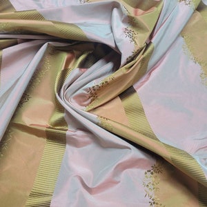 100% Silk Taffetta  striped fabric by yard  54&quot; wide. Can be used for Clothing and Interior Designing.
