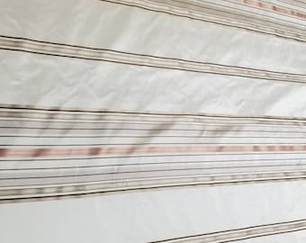 100% Silk Taffetta stripe  fabric by yard  54" wide. Can be used for Clothing and Interior Designing.