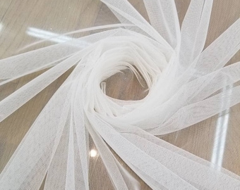 Super fine soft off white  color Tulle/Mesh 60&quot; wide sold by the yard usable for Apparel and interior designing.
