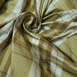 Brown Check 98 Plaid Silk Shantung