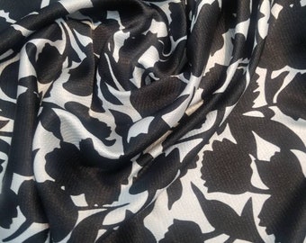 Black and white  designer floral print 54 inches  wide sold by the yard usable for apparel accessories and  interior designs